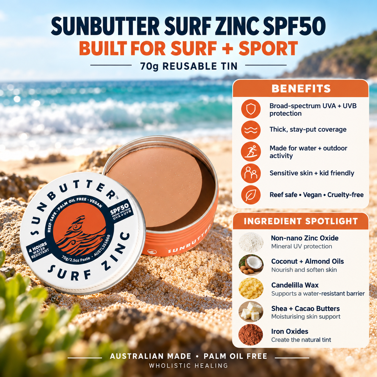 SunButter Surf Zinc SPF50 - reef safe