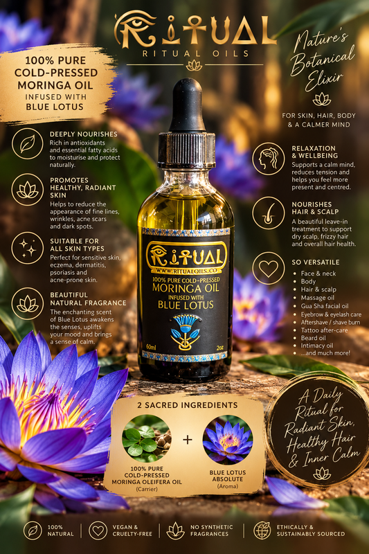 Blue Lotus - Ritual Oils - 100% Pure Cold-Pressed Moringa Oil Infused With Blue Lotus