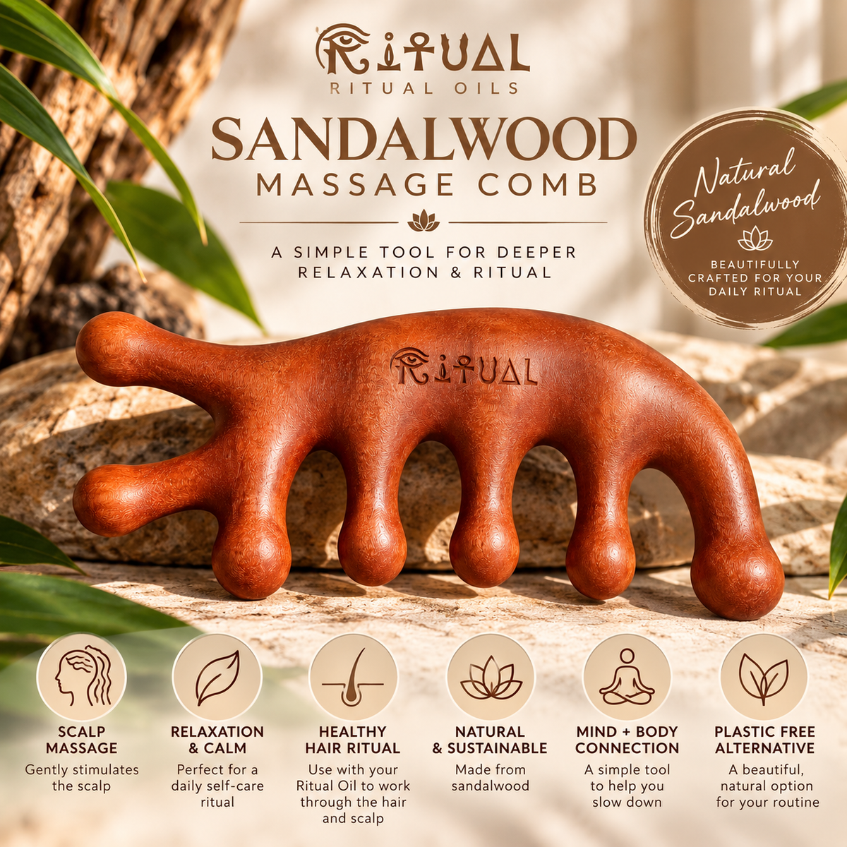 Blue Lotus - Ritual Oils - Sandalwood Scalp Massage Comb